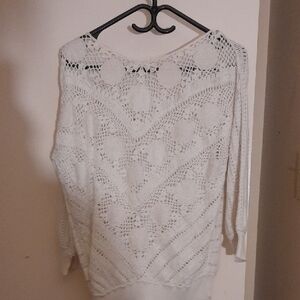 Elegant Vintage White Crochet Sweater